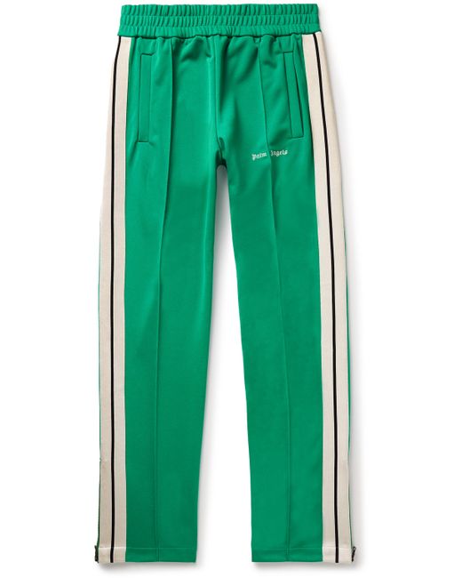 Palm Angels Straight-Leg Striped Pleated Tech-Jersey Track Pants