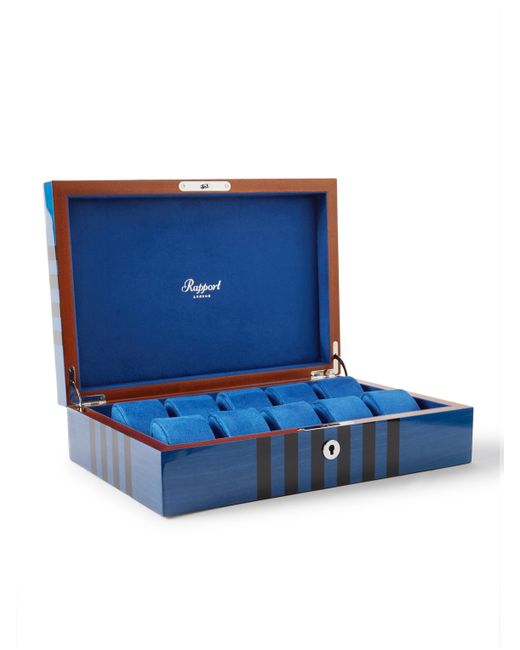 Rapport London Labyrinth Striped Lacquered Wood 10-Piece Watch Box
