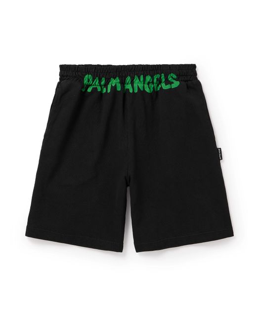 Palm Angels Logo-Print Cotton-Jersey Drawstring Shorts
