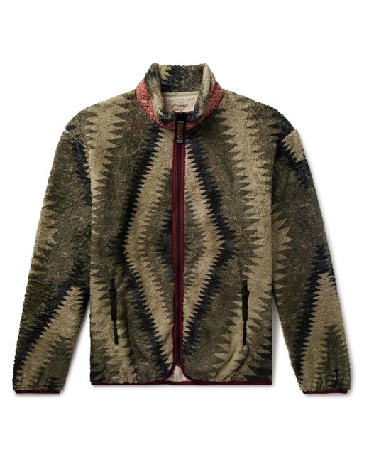 Kapital Jacquard-Trimmed Printed Fleece Jacket