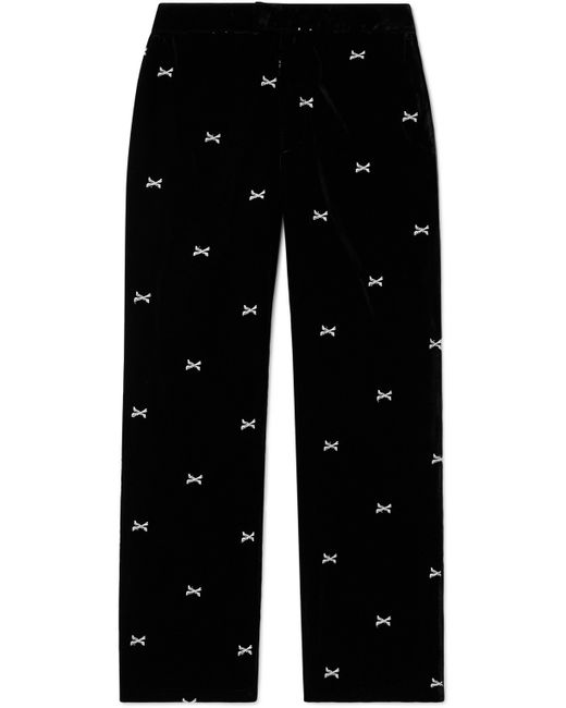 Wtaps Straight-Leg Embroidered Velour Trousers