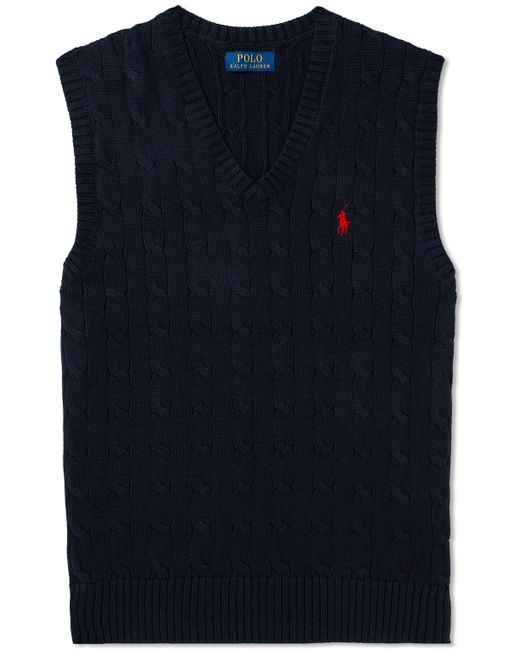Polo Ralph Lauren Slim-Fit Logo-Embroidered Cable-Knit Cotton Sweater Vest