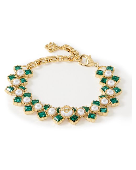 Casablanca Gold-Plated Faux Pearl and Crystal Bracelet