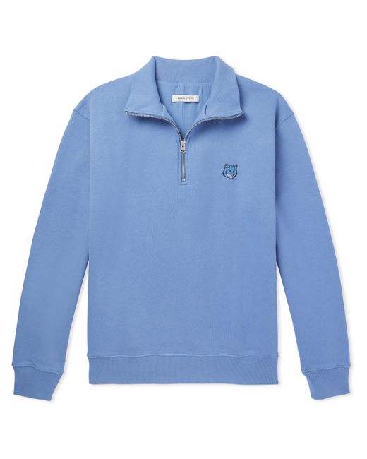 Maison Kitsuné Logo-Appliquéd Cotton-Jersey Half-Zip Sweatshirt