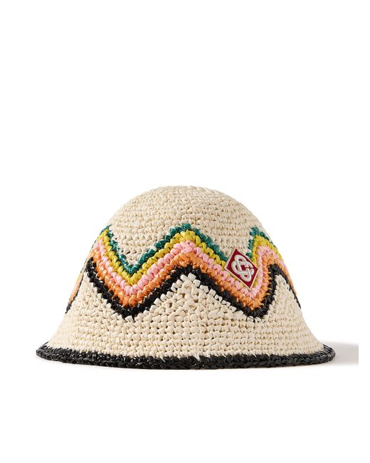 Casablanca Logo-Appliquéd Crocheted Faux Raffia Bucket Hat