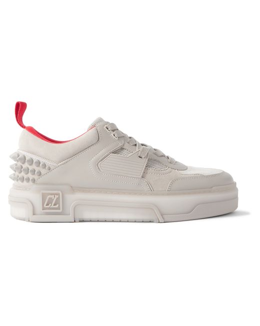 Christian Louboutin Astroloubi Spiked Leather Suede and Mesh Sneakers