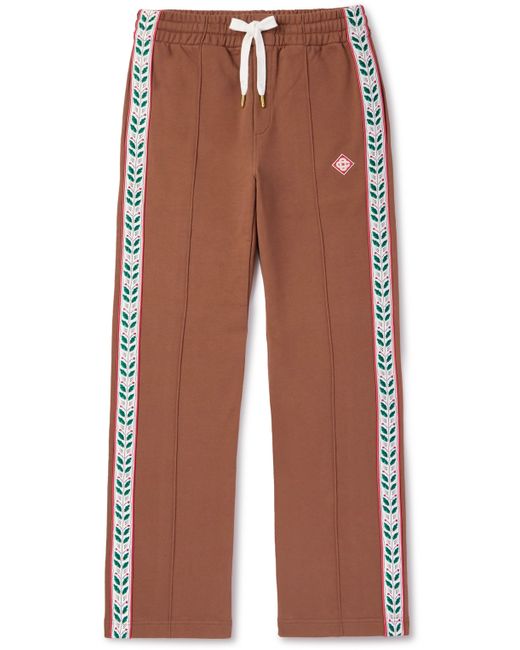 Casablanca Laurel Straight-Leg Logo-Appliquéd Organic Cotton-Jersey Sweatpants