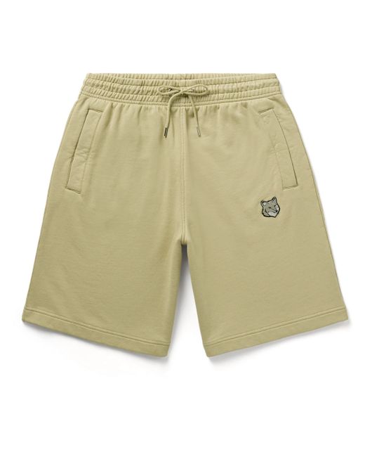 Maison Kitsuné Straight-Leg Logo-Appliquéd Cotton-Jersey Drawstring Shorts