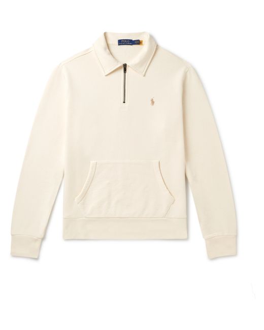 Polo Ralph Lauren Logo-Embroidered Cotton-Jersey Half-Zip Sweatshirt