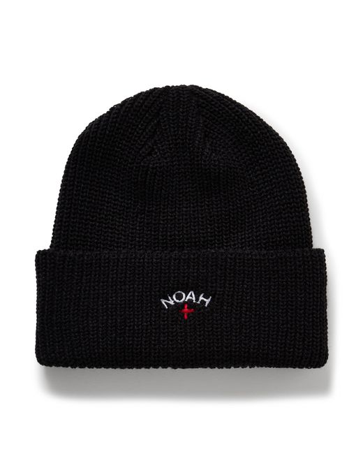 Noah NYC Core Logo-Embroidered Ribbed-Knit Beanie