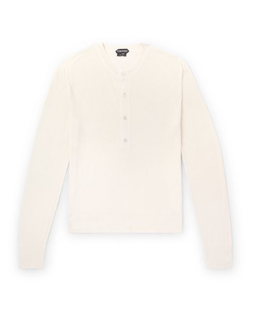 Tom Ford Ribbed Silk-Blend Henley Shirt