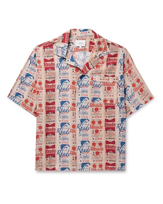 Rhude Voyage Camp-Collar Printed Silk-Twill Shirt