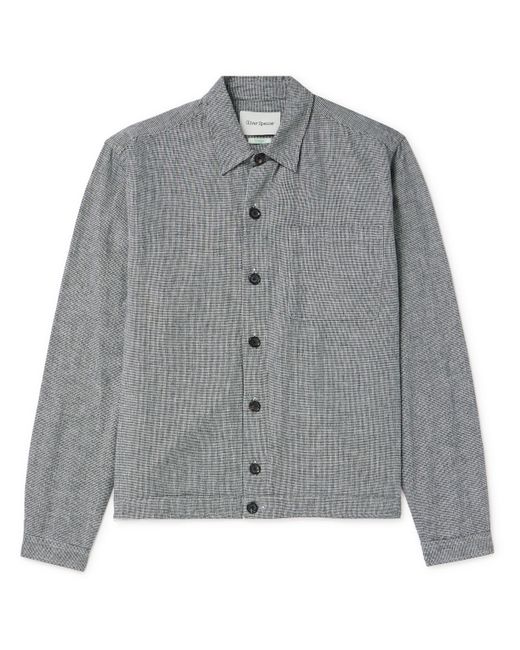 Oliver Spencer Milford Houndstooth Cotton and Linen-Blend Jacket