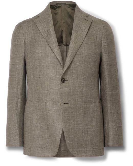 Caruso Aida Slim-Fit Linen and Wool-Blend Hopsack Blazer