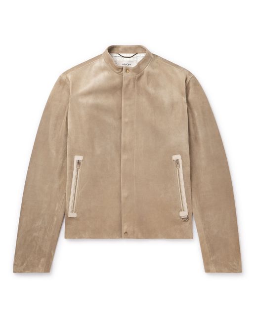 Agnona Leather-Trimmed Suede Jacket