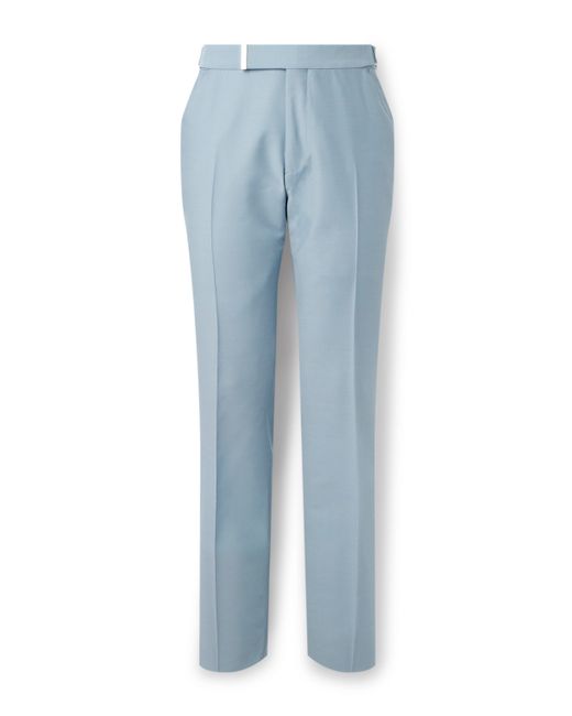 Tom Ford Slim-Fit Tapered Belted Wool and Silk-Blend Twill Trousers