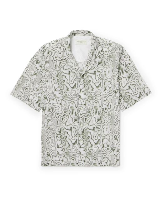 Officine Generale Eren Camp-Collar Printed Cotton-Poplin Shirt