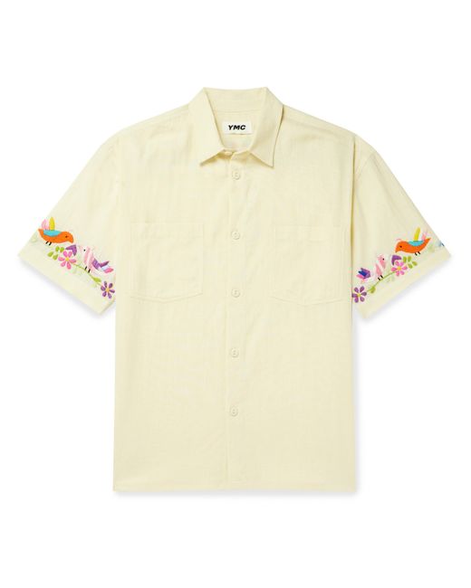 Ymc Mitchum Embroidered Cotton and Linen-Blend Shirt