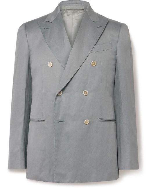 Caruso Slim-Fit Double-Breasted Silk and Linen-Blend Blazer