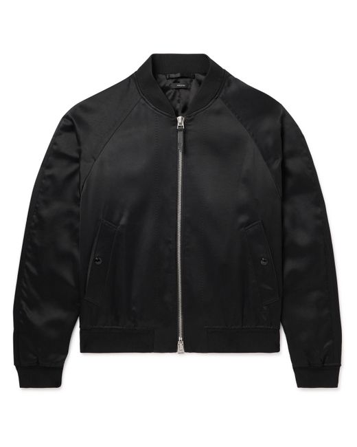 Tom Ford Leather-Trimmed Satin Bomber Jacket