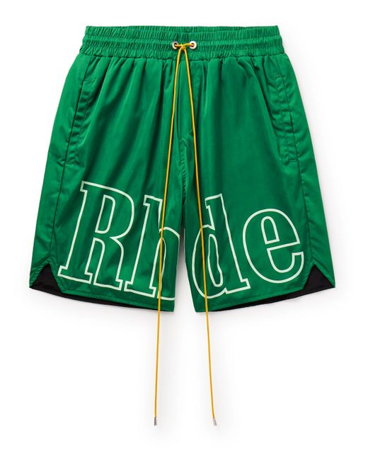 Rhude Straight-Leg Logo-Print Nylon Drawstring Shorts