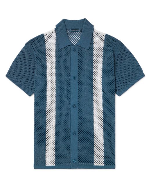 Frescobol Carioca Castillo Striped Crocheted Cotton-Blend Shirt