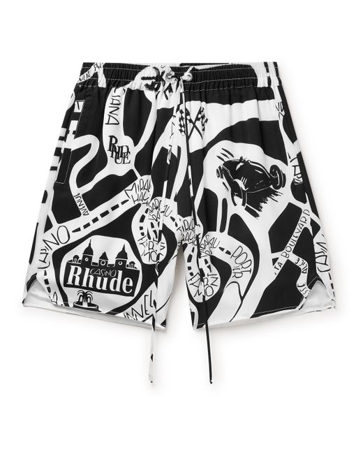 Rhude Strada Straight-Leg Logo-Print Silk-Twill Drawstring Shorts