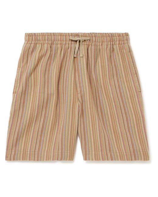 Ymc Jay Straight-Leg Striped Cotton-Jacquard Drawstring Shorts