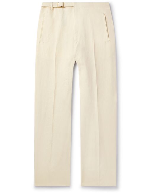 Z Zegna Calcare Straight-Leg Belted Oasi Linen Trousers