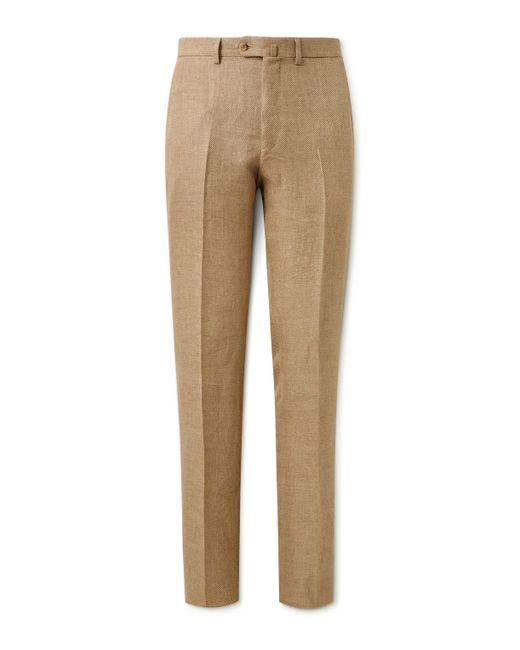 Caruso Straight-Leg Linen Wool and Silk-Blend Suit Trousers