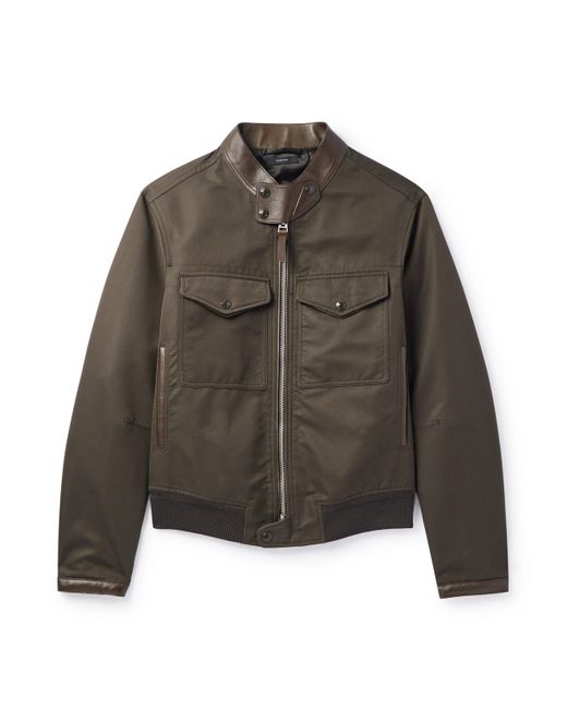 Tom Ford Leather-Trimmed Cotton-Blend Bomber Jacket