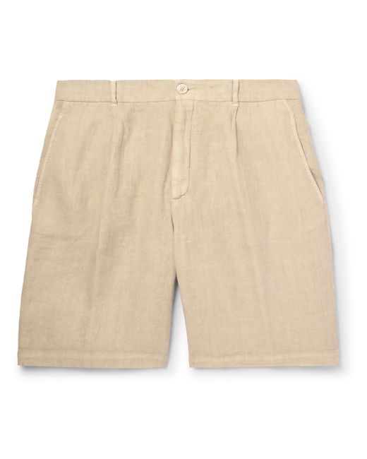 Brunello Cucinelli Straight-Leg Pleated Linen Bermuda Shorts
