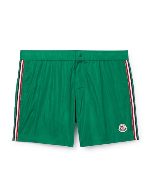 Moncler Straight-Leg Mid-Length Logo-Appliquéd Swim Shorts