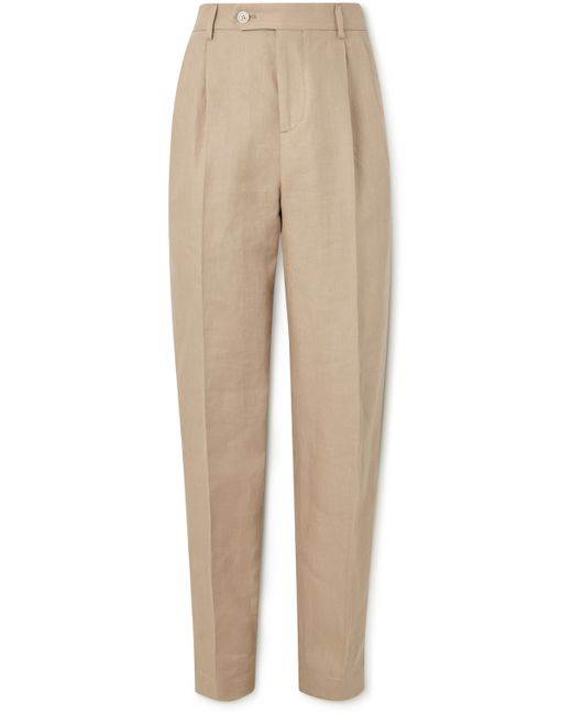 Brunello Cucinelli Straight-Leg Pleated Linen Suit Trousers
