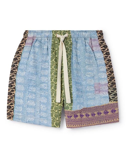 Kartik Research Zari Straight-Leg Patchwork Upcycled Cotton Drawstring Shorts UK/US 31