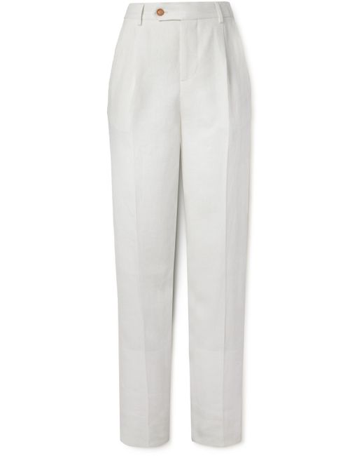 Brunello Cucinelli Slim-Fit Straight-Leg Pleated Linen-Twill Suit Trousers