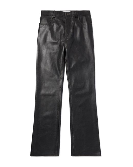 Loewe Straight-Leg Distressed Full-Grain Leather Trousers