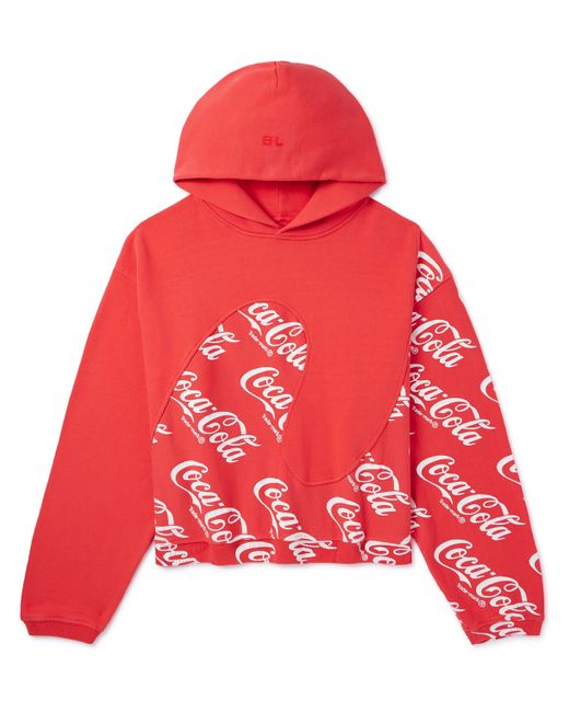 Erl Coca-Cola Panelled Printed Cotton-Jersey Hoodie