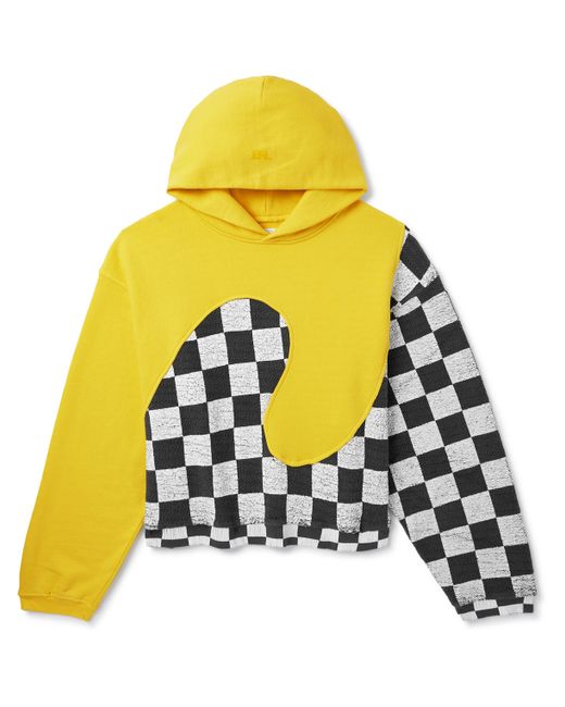 Erl Panelled Checkerboard Cotton-Jersey Hoodie