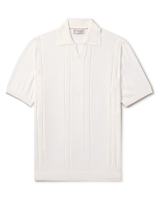 Brunello Cucinelli Honeycomb-Knit Cotton Polo Shirt