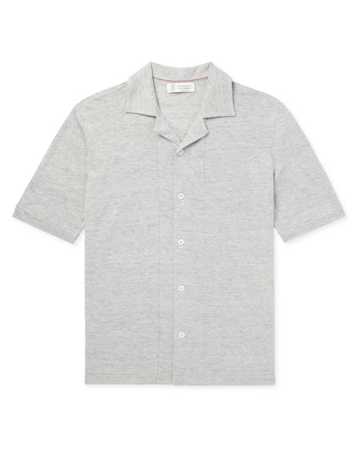 Brunello Cucinelli Camp-Collar Slub Linen and Cotton-Blend Shirt