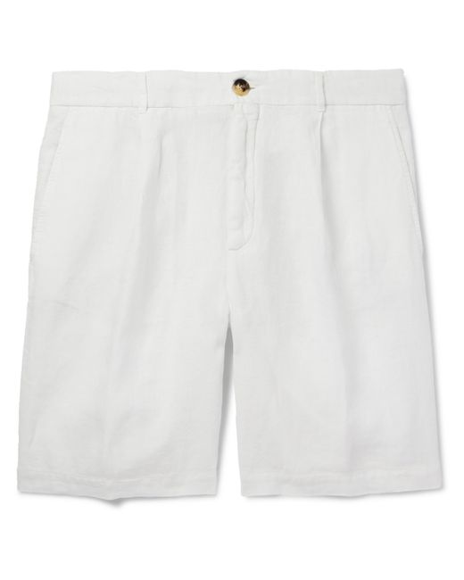 Brunello Cucinelli Straight-Leg Pleated Linen Bermuda Shorts