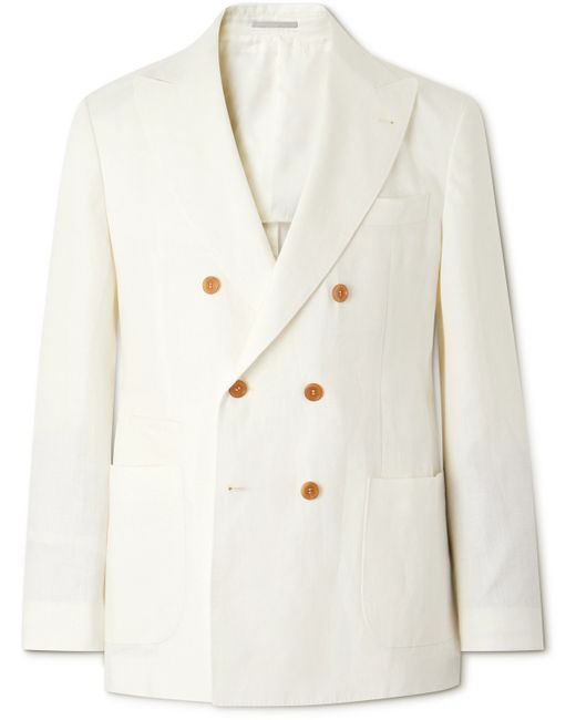 Brunello Cucinelli Double-Breasted Linen Suit Jacket