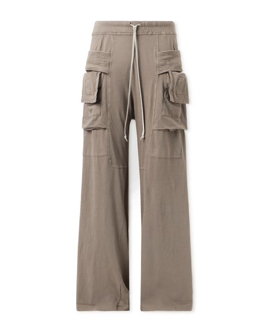 Rick Owens DRKSHDW Creatch Wide-Leg Cotton-Jersey Drawstring Cargo Trousers