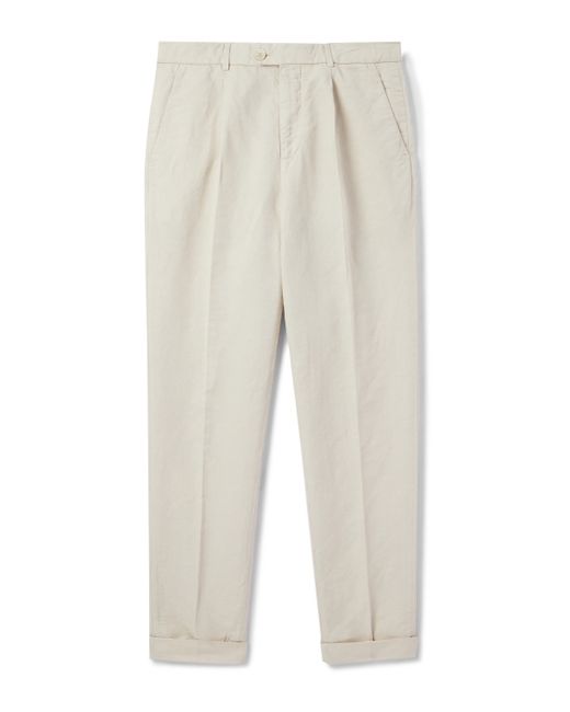 Brunello Cucinelli Straight-Leg Pleated Linen and Cotton-Blend Trousers