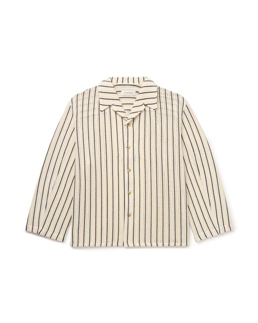Le 17 Septembre Camp-Collar Striped Crocheted Cotton Shirt