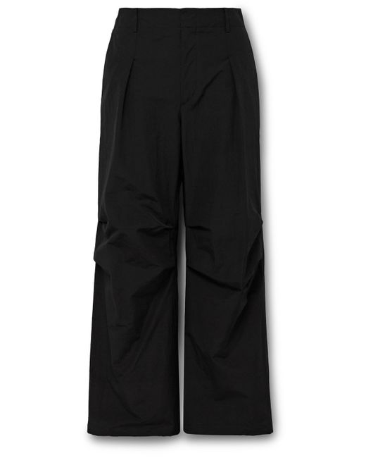 Le 17 Septembre Straight-Leg Pleated Crinkled-Shell Trousers
