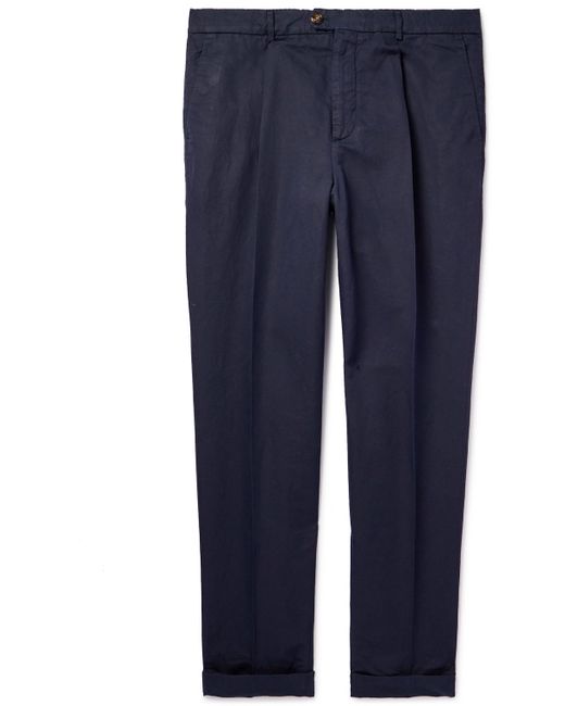 Brunello Cucinelli Straight-Leg Pleated Linen and Cotton-Blend Trousers