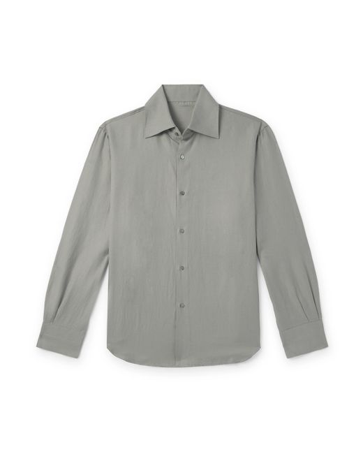 Stòffa Spread-Collar Cotton and Linen-Blend Shirt