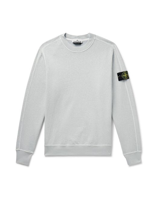 Stone Island Logo-Appliquéd Garment-Dyed Cotton-Jersey Sweatshirt